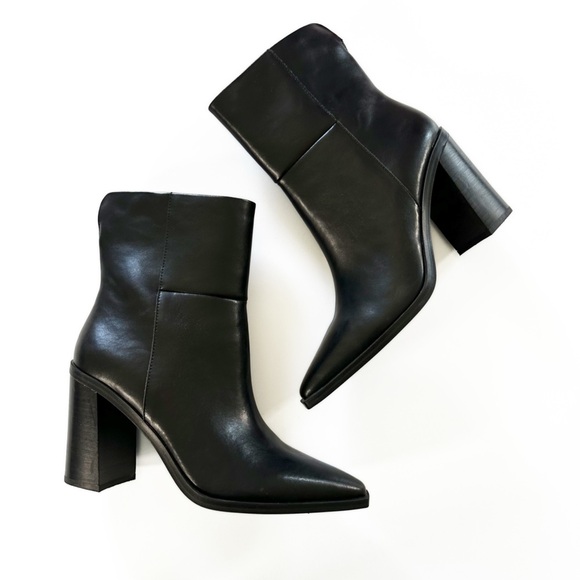 Steve Madden Black Leather Snip Toe Western Heeled Boots Booties Womens 10 New - Picture 10 of 10